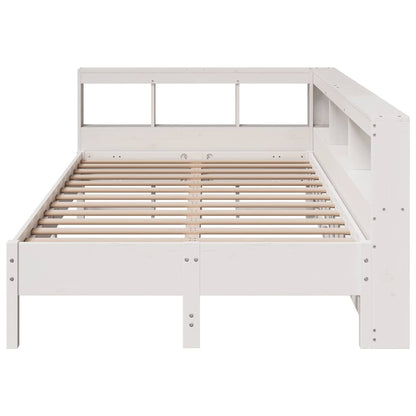 Cama com estante sem colchão 120x190 cm pinho maciço branco