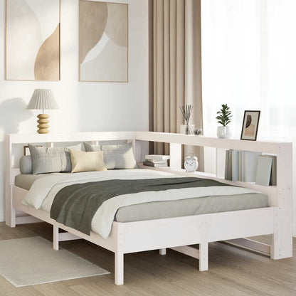 Cama com estante sem colchão 120x190 cm pinho maciço branco