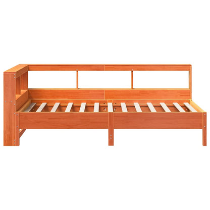 Cama com estante sem colchão 90x190cm pinho maciço castanho-mel