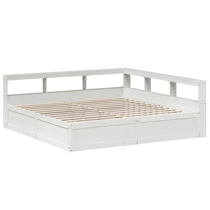 Cama com estante sem colchão 180x200 cm pinho maciço branco