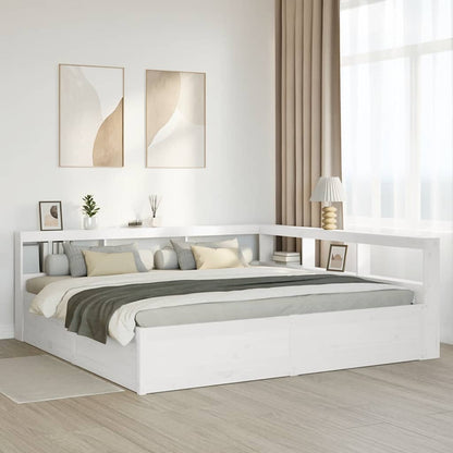 Cama com estante sem colchão 180x200 cm pinho maciço branco