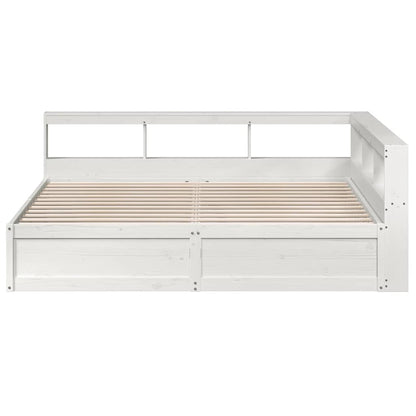 Cama com estante sem colchão 180x200 cm pinho maciço branco