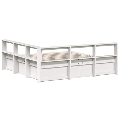 Cama com estante sem colchão 180x200 cm pinho maciço branco