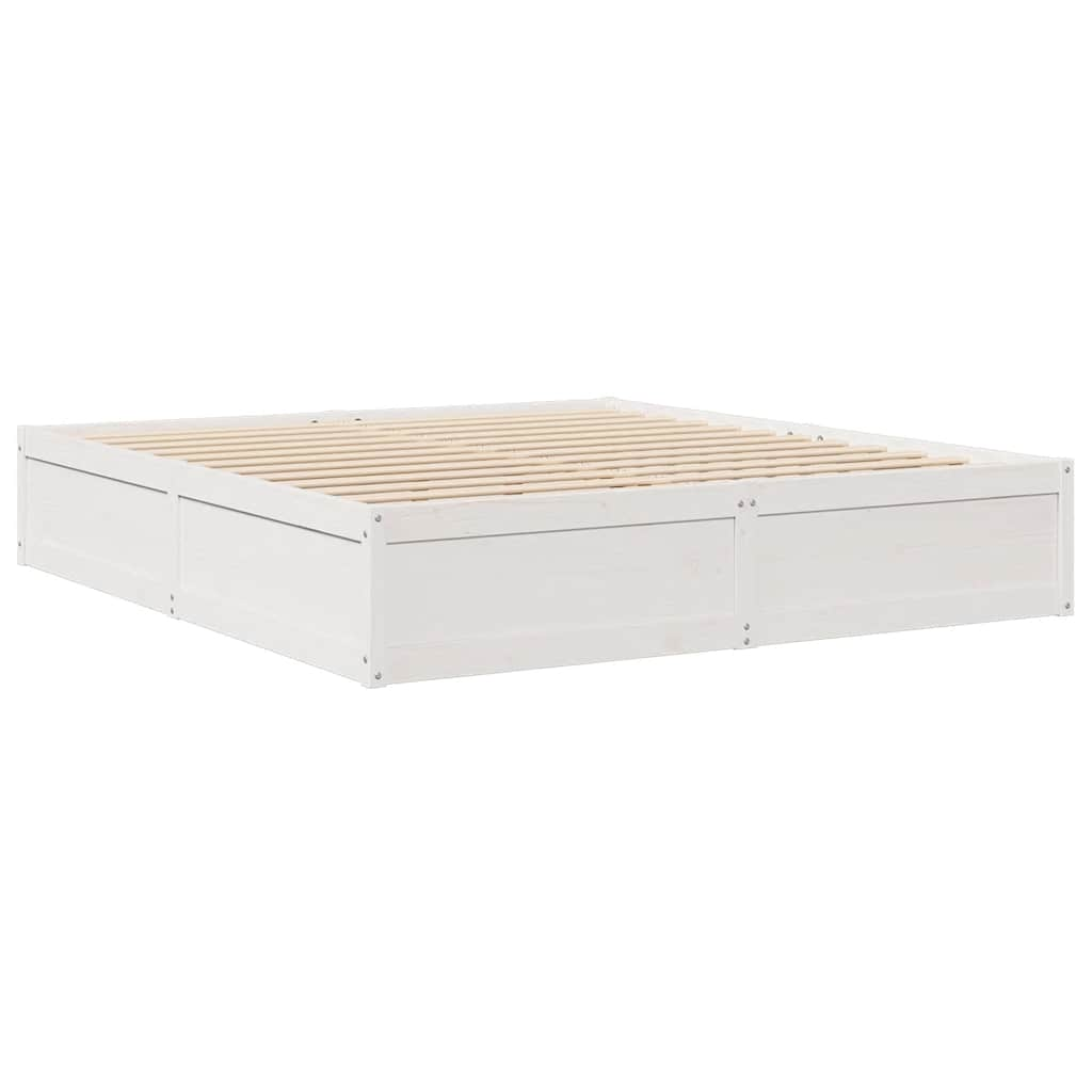 Cama com estante sem colchão 180x200 cm pinho maciço branco