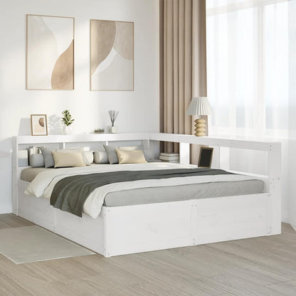 Cama com estante sem colchão 160x200 cm pinho maciço branco