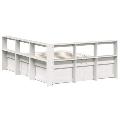 Cama com estante sem colchão 160x200 cm pinho maciço branco