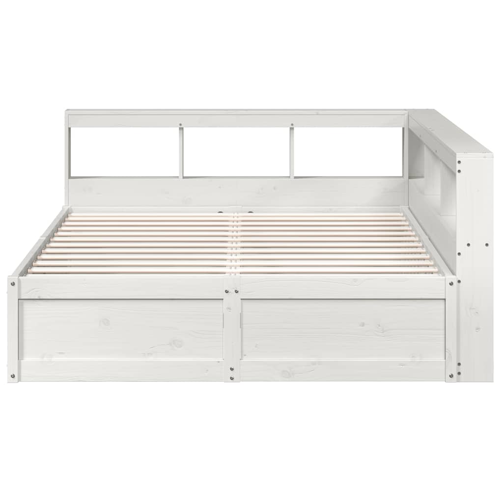 Cama com estante sem colchão 150x200 cm pinho maciço branco