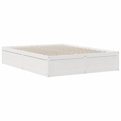 Cama com estante sem colchão 150x200 cm pinho maciço branco