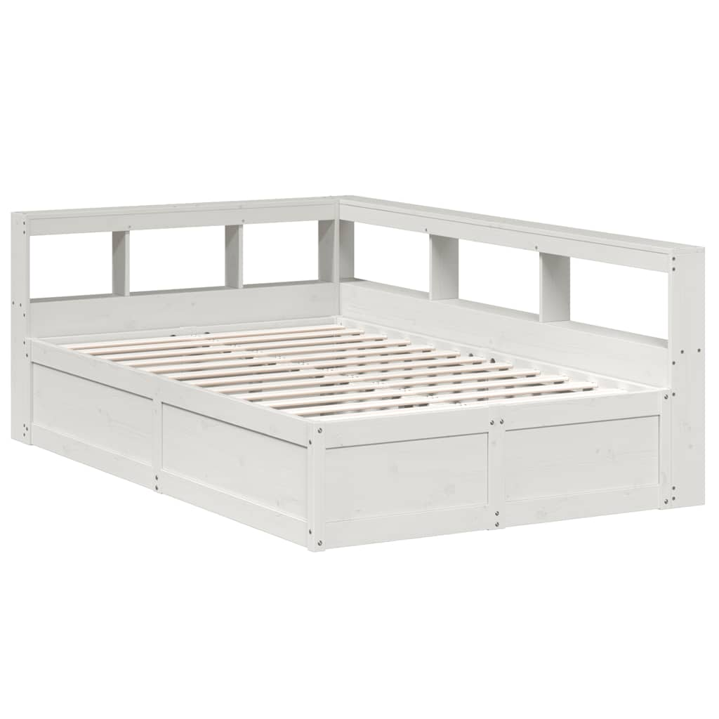 Cama com estante sem colchão 120x200 cm pinho maciço branco