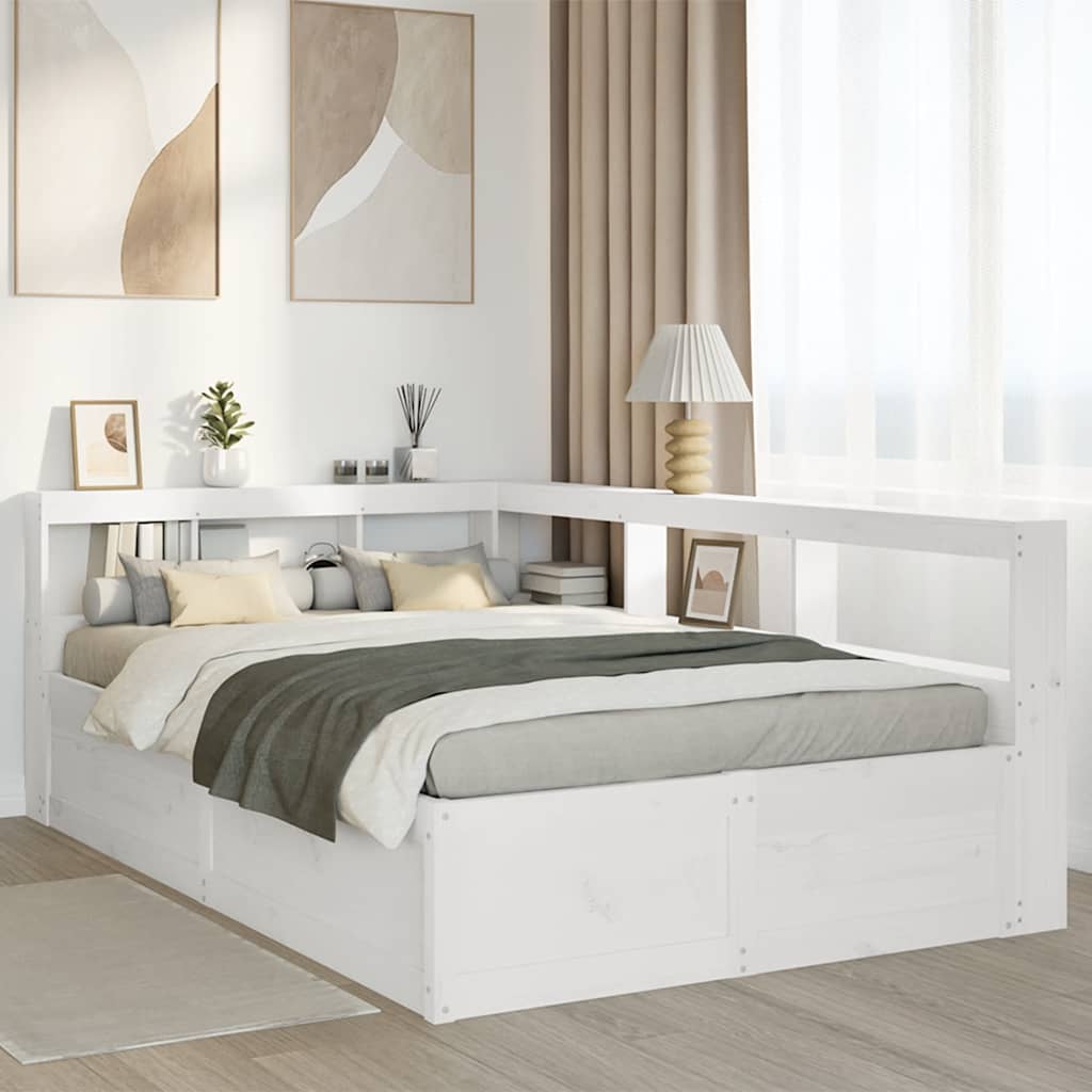 Cama com estante sem colchão 120x200 cm pinho maciço branco