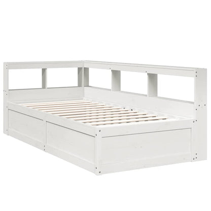 Cama com estante sem colchão 100x200 cm pinho maciço branco