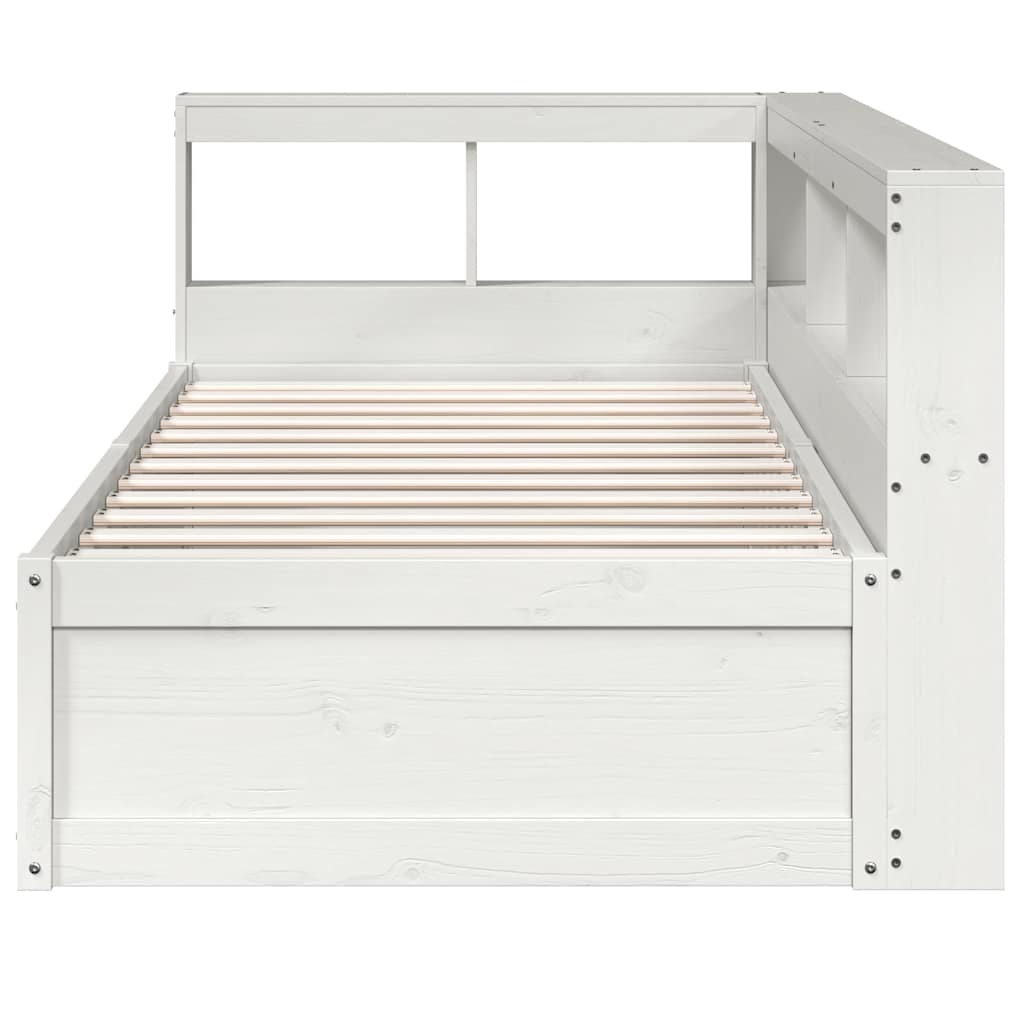 Cama com estante sem colchão 100x200 cm pinho maciço branco