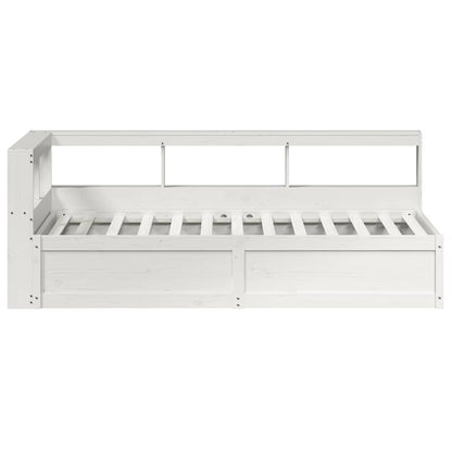 Cama com estante sem colchão 100x200 cm pinho maciço branco