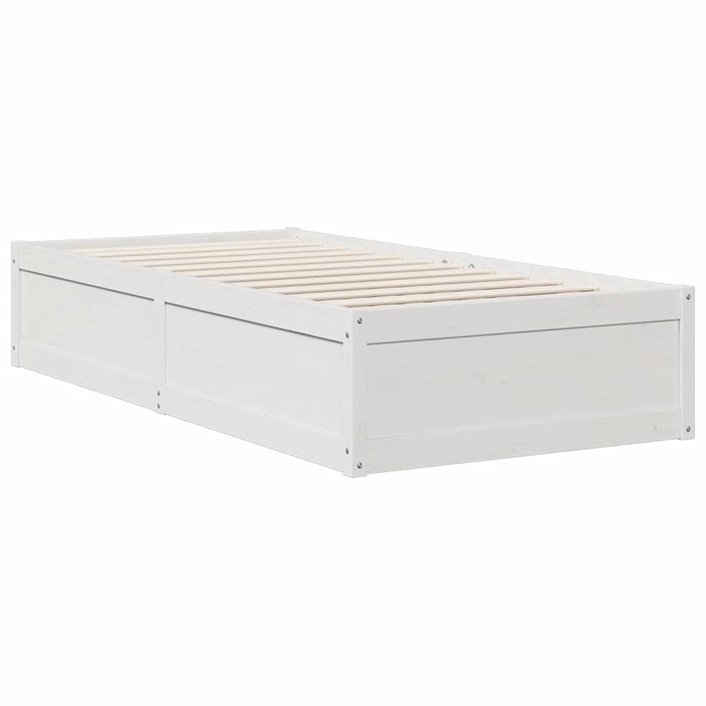 Cama com estante sem colchão 100x200 cm pinho maciço branco