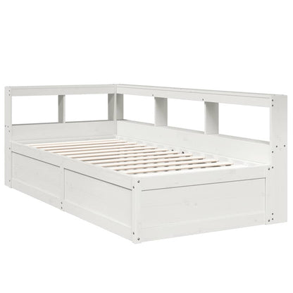 Cama com estante sem colchão 90x200 cm pinho maciço branco