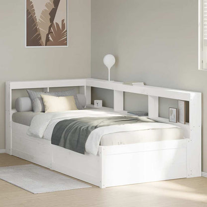 Cama com estante sem colchão 90x200 cm pinho maciço branco