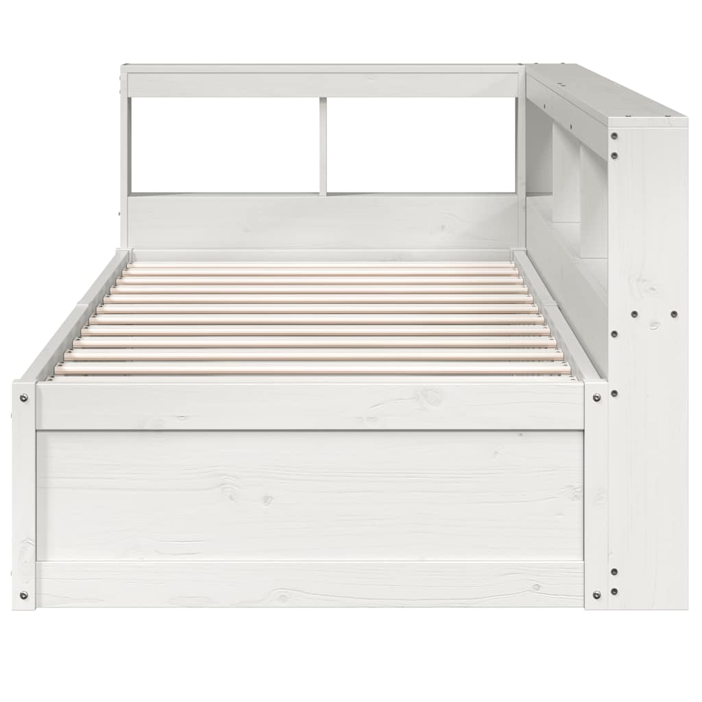 Cama com estante sem colchão 90x200 cm pinho maciço branco