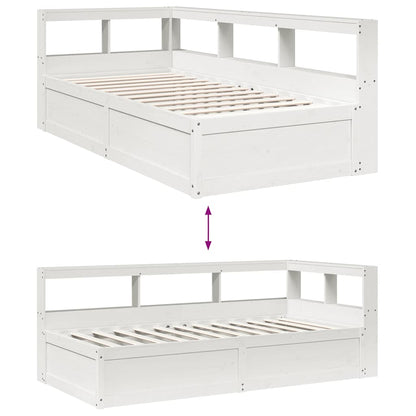 Cama com estante sem colchão 90x200 cm pinho maciço branco