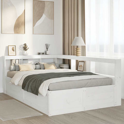 Cama com estante sem colchão 140x190 cm pinho maciço branco