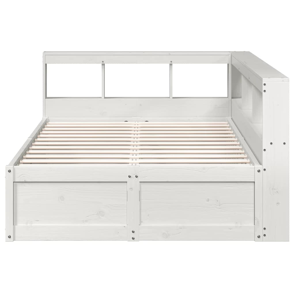 Cama com estante sem colchão 140x190 cm pinho maciço branco