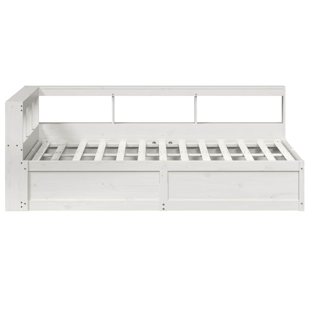 Cama com estante sem colchão 140x190 cm pinho maciço branco