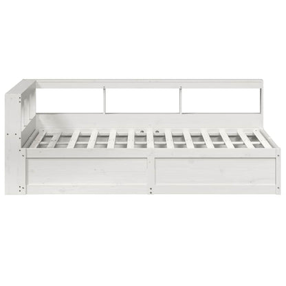 Cama com estante sem colchão 140x190 cm pinho maciço branco