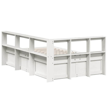 Cama com estante sem colchão 140x190 cm pinho maciço branco