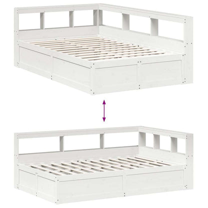 Cama com estante sem colchão 140x190 cm pinho maciço branco