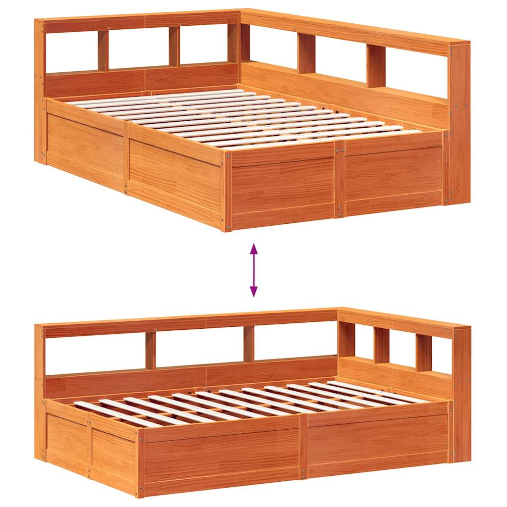 Cama com estante sem colchão 140x190 cm pinho maciço