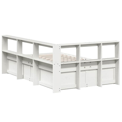 Cama com estante sem colchão 135x190 cm pinho maciço branco