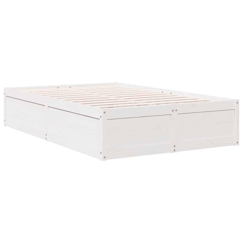 Cama com estante sem colchão 135x190 cm pinho maciço branco