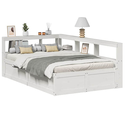 Cama com estante sem colchão 135x190 cm pinho maciço branco