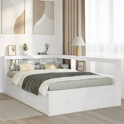 Cama com estante sem colchão 120x190 cm pinho maciço branco