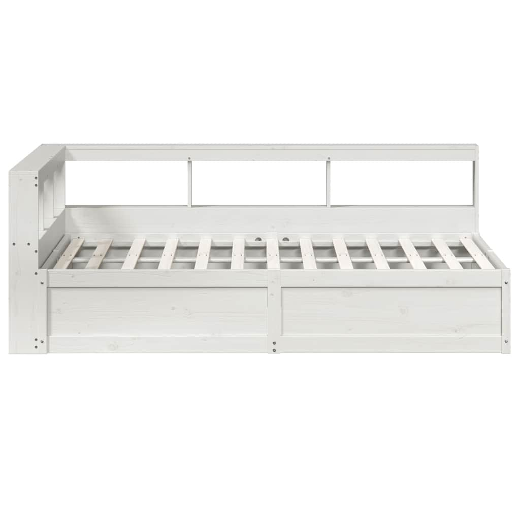 Cama com estante sem colchão 120x190 cm pinho maciço branco