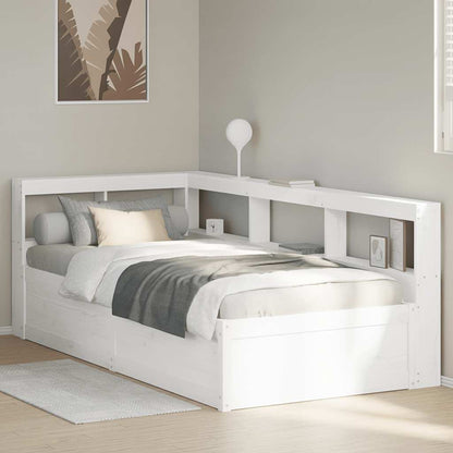 Cama com estante sem colchão 90x190 cm pinho maciço branco