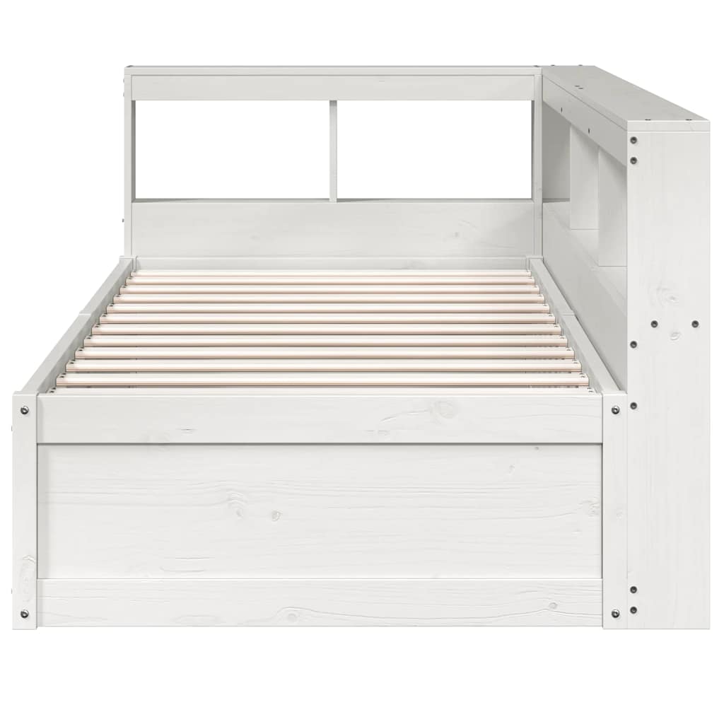 Cama com estante sem colchão 90x190 cm pinho maciço branco