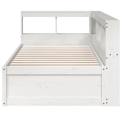 Cama com estante sem colchão 90x190 cm pinho maciço branco