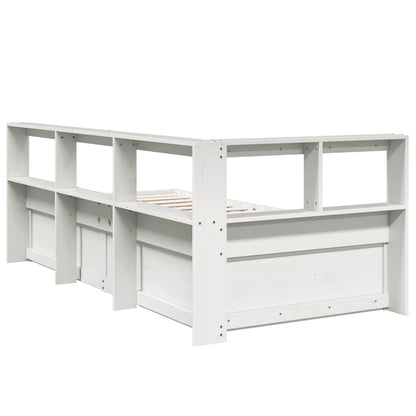 Cama com estante sem colchão 90x190 cm pinho maciço branco