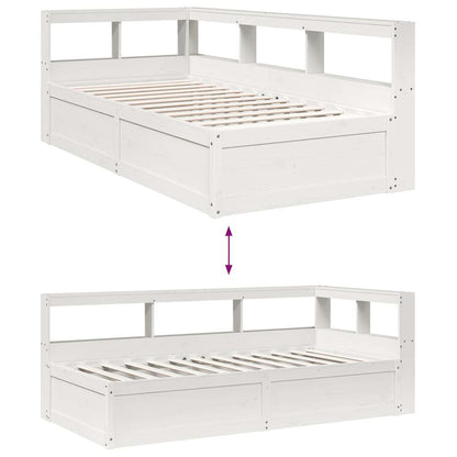 Cama com estante sem colchão 90x190 cm pinho maciço branco