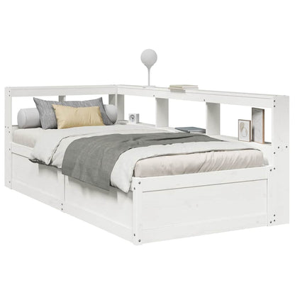 Cama com estante sem colchão 90x190 cm pinho maciço branco