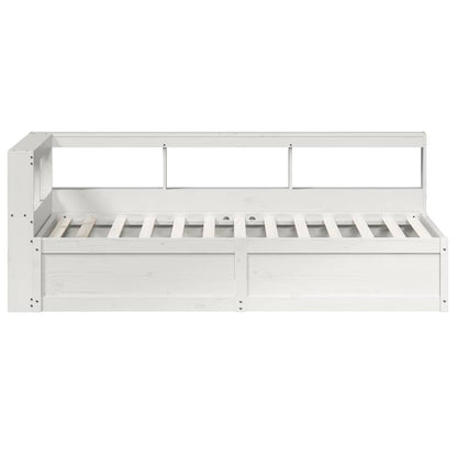 Cama com estante sem colchão 75x190 cm pinho maciço branco