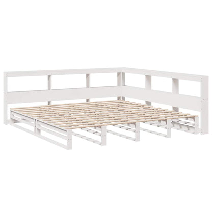 Cama com estante sem colchão 200x200 cm pinho maciço branco