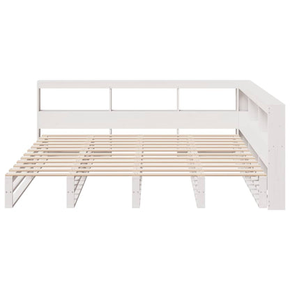 Cama com estante sem colchão 200x200 cm pinho maciço branco