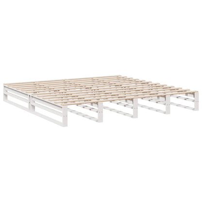 Cama com estante sem colchão 200x200 cm pinho maciço branco