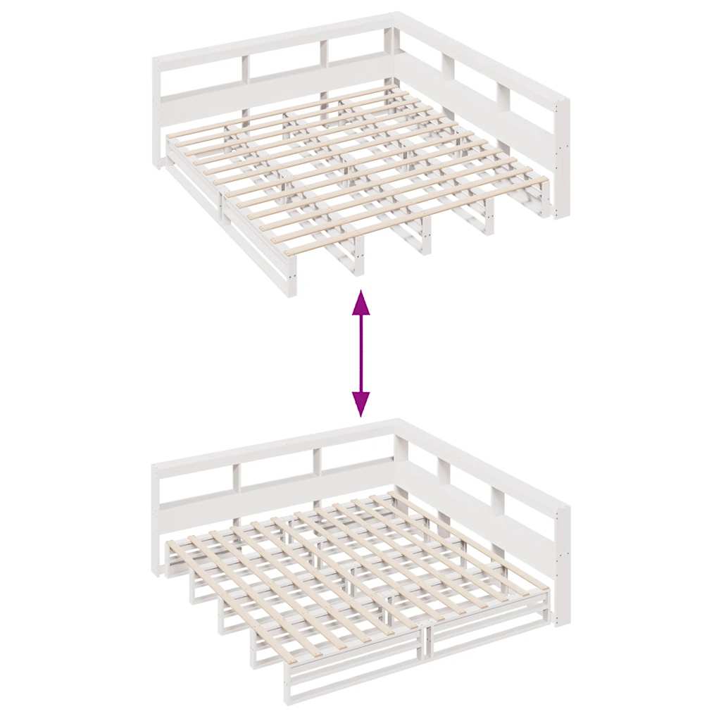 Cama com estante sem colchão 200x200 cm pinho maciço branco