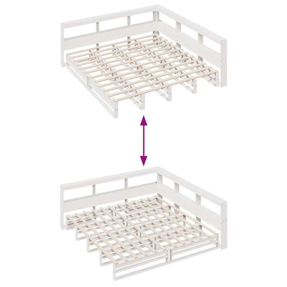 Cama com estante sem colchão 200x200 cm pinho maciço branco