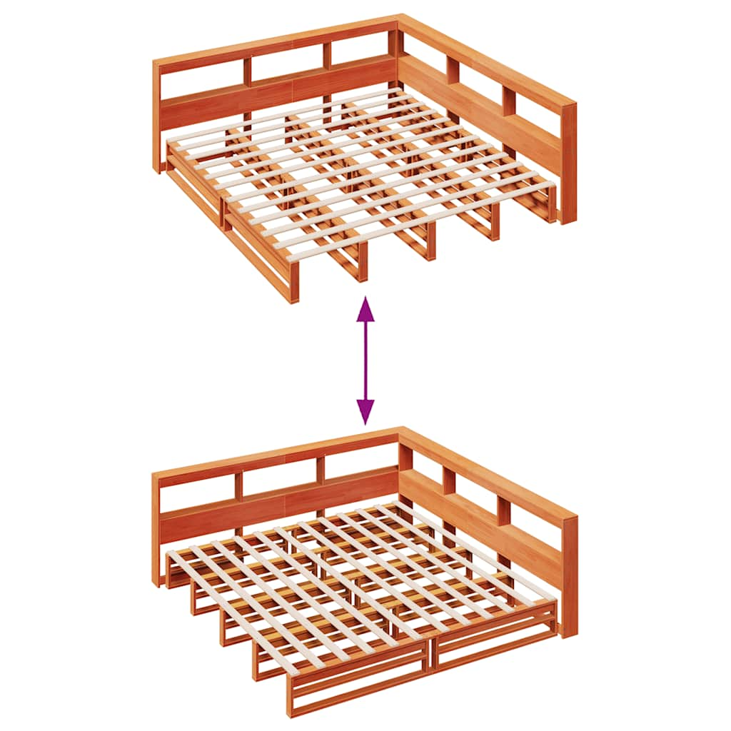 Cama com estante sem colchão 200x200 cm pinho maciço