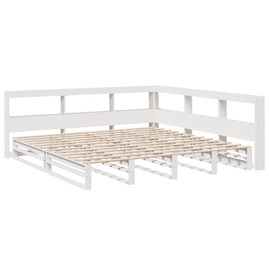 Cama com estante sem colchão 180x200 cm pinho maciço branco