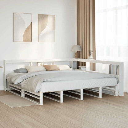 Cama com estante sem colchão 180x200 cm pinho maciço branco