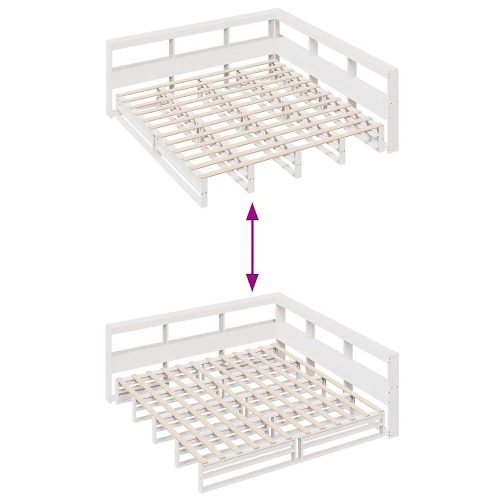 Cama com estante sem colchão 180x200 cm pinho maciço branco